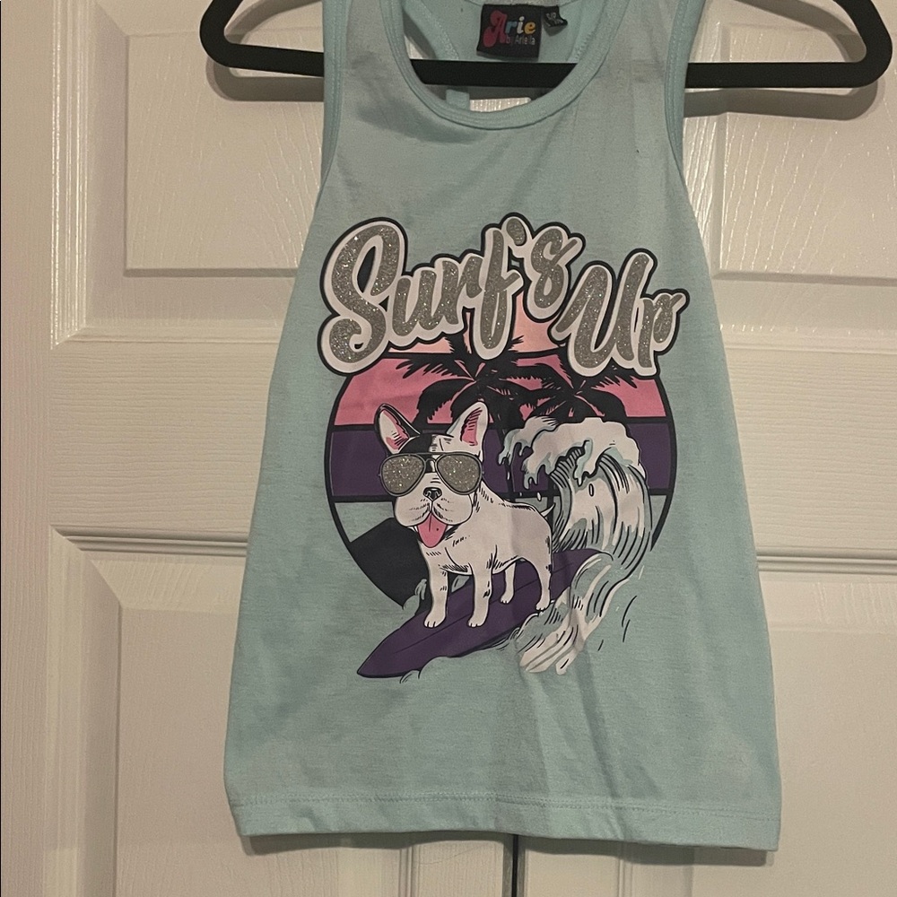 Ariella Light Blue Surf & Pup Tank Top